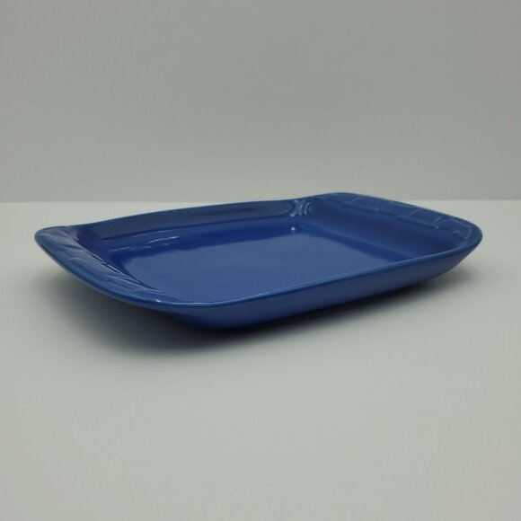 Longaberger Pottery Woven Traditions Cornflower Blue Snack Plate Serving Dish - Picture 2 of 7